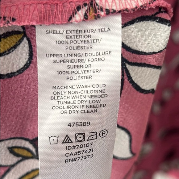 🌸 Ann Taylor Size 0 Pink A-Line Midi Dress – Scoop Neck | Maroon & White Print - Picture 5 of 8